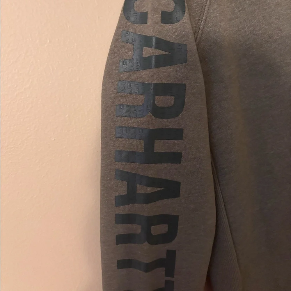 Carhartt Olive Green Crewneck Sweatshirt Relaxed Fit Sleeve Logo XS Women Comfy